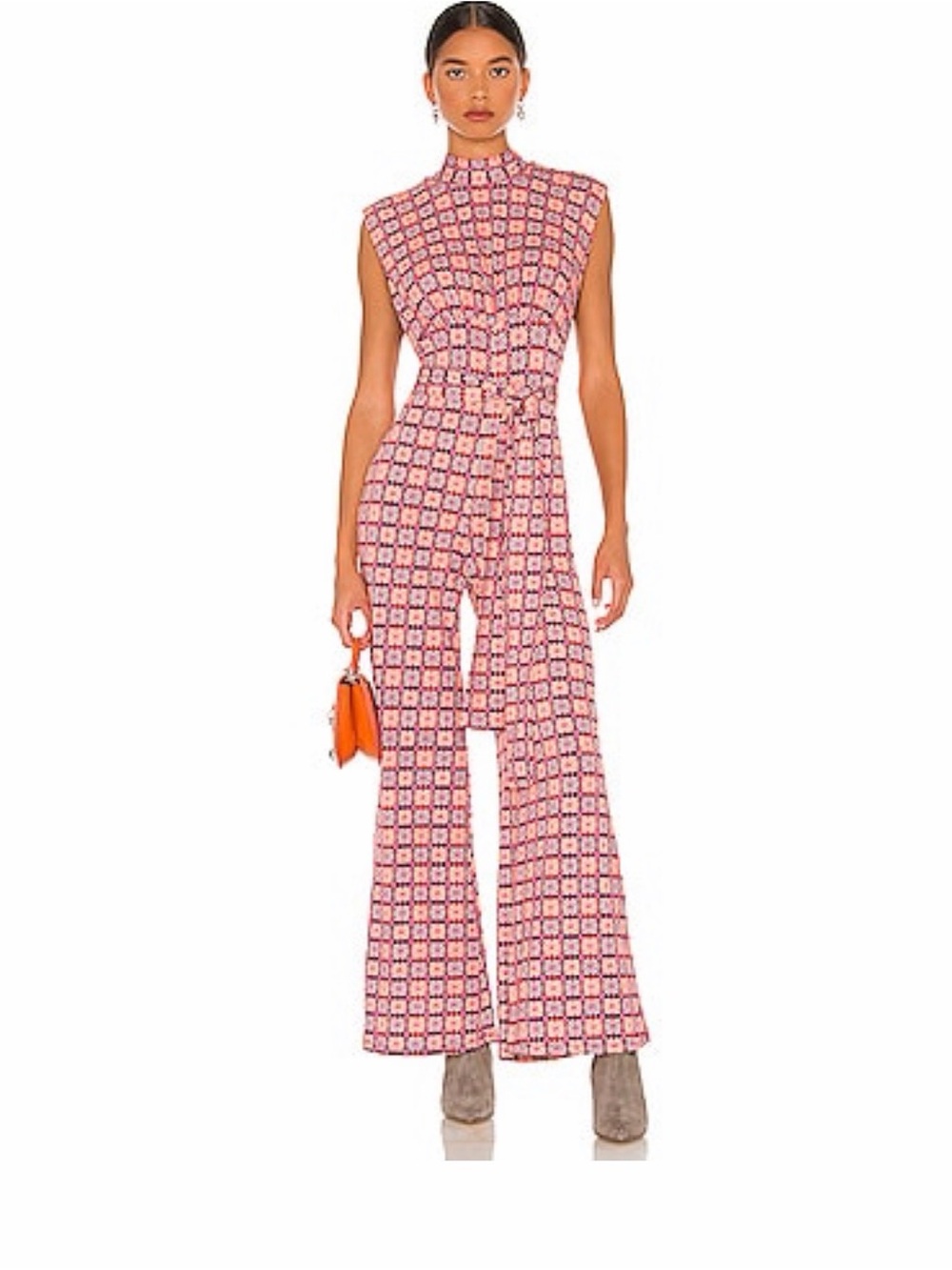 Free People Vibe Check Jumpsuit in Retro Red Combo S